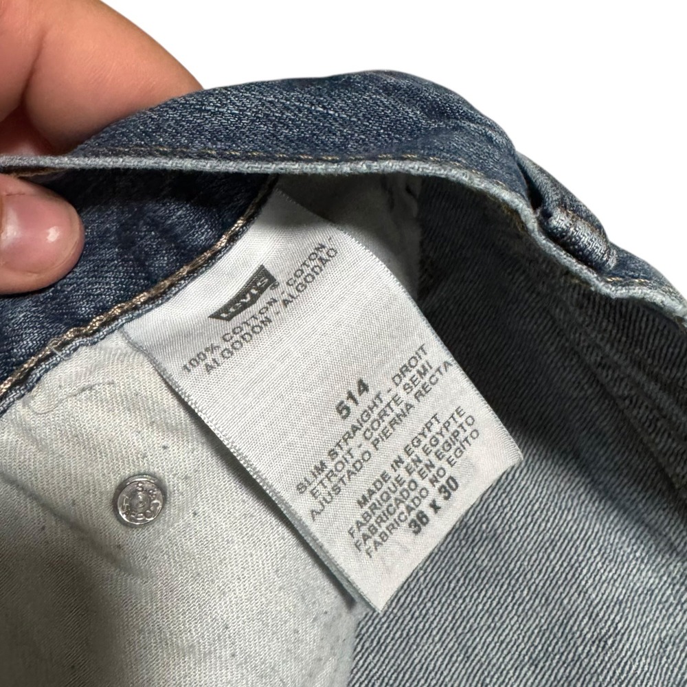 Levi's 514 Slim Straight Medium Wash 100% Cotton Denim Jeans Men's 36x30 - Picture 6 of 10
